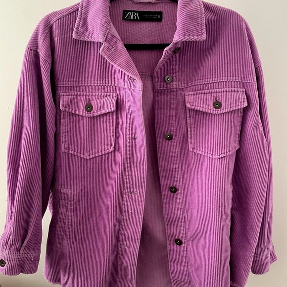 Zara Jackets & Blazers - Purple oversized corduroy shirt jacket